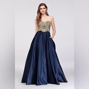 Betsy & Adam Navy Ballgown - Prom Dress or Navy Ballroom Dress